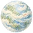 雲氣捲動的藍綠色水彩星球