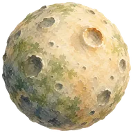 布滿坑洞的米黃色水彩星球