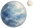 旁邊有一顆小衛星的藍色水彩星球