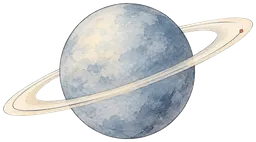 有一圈淡色星環的藍灰色水彩星球